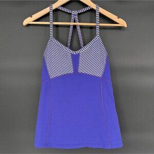 Athleta Women's Striped Babydoll Racerback Tank Top S Purple Activewear Workout